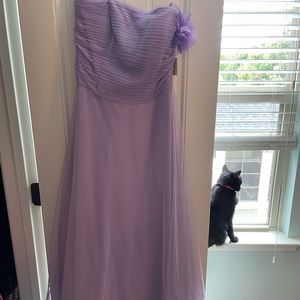 NWT purple dress with flower detail on left side, size 8